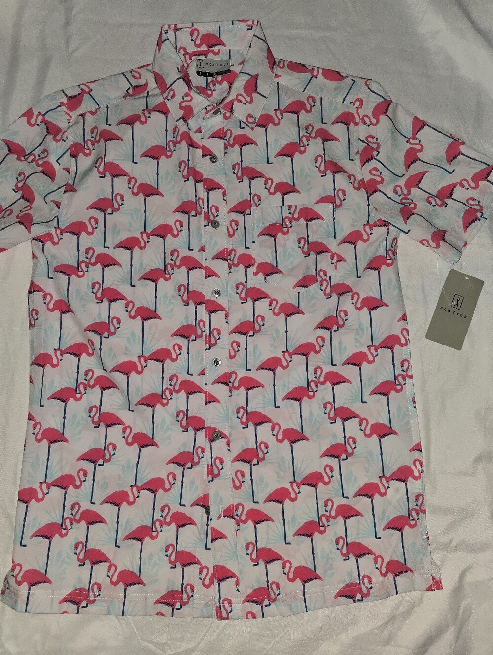 PGA TOUR Fink Print Button Up Shirt Size Small